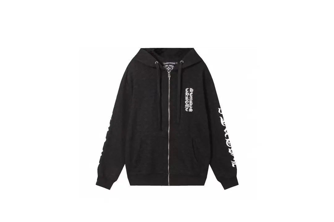 Q10—P230 -Chrome Hearts/Chrome Hearts printed zipper sweatshirt cardigan jacket -420 grams of high-density, high-quality wool, soft, delicate and skin-friendly, soft and silky to the touch, warm and skin-friendly -The hardware zipper accessories are all customized and full of details -Colour: black white -Size: S M L XL